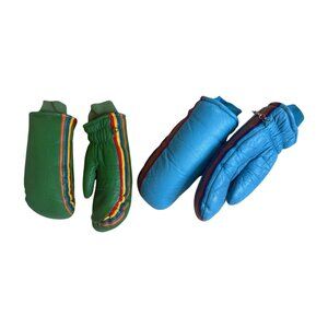 Vintage Color-Changing Winter Mittens – Green (M) & Blue (L)